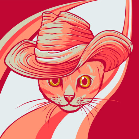 vector illustration of Cat in a hatのイラスト素材