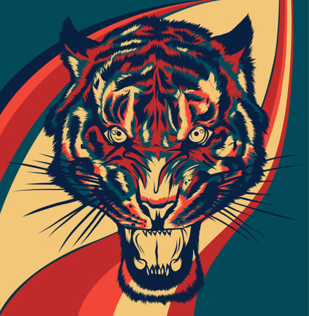 Tiger face. Vector illustration of a tiger head.のイラスト素材