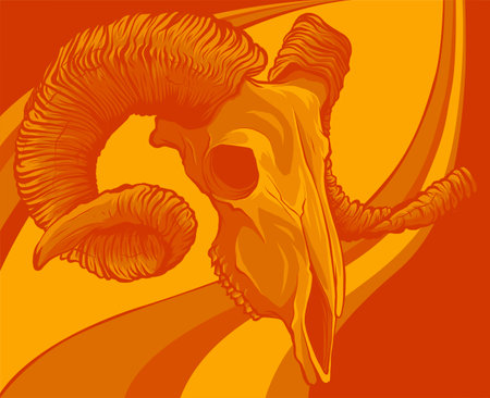 vector illustration of Skull goat on colored backgroundのイラスト素材