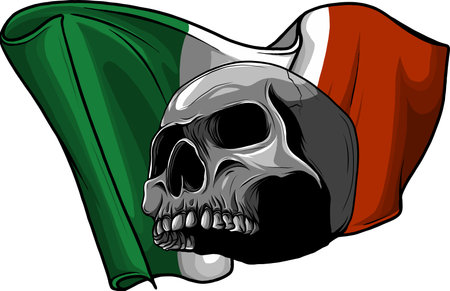 human skull with italian flag vector illustrationのイラスト素材