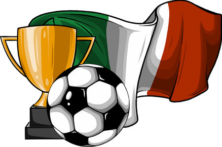 football ball with cup and italina flag vectorのイラスト素材