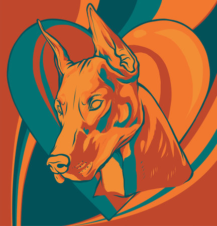 head of Dobermann with heart vector illustrationのイラスト素材