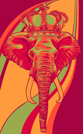 head elephant king animal artwork vector illustrationのイラスト素材