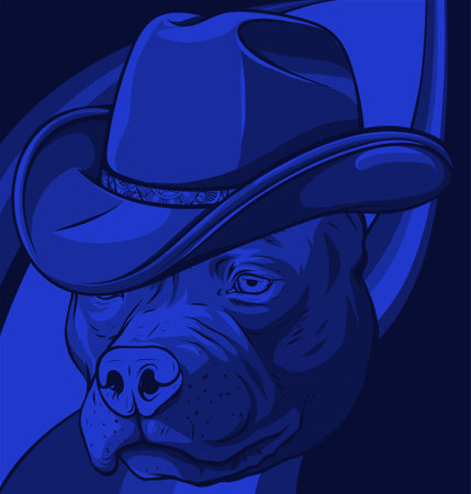 gangster pitbull with fedora hat vector illustrationのイラスト素材