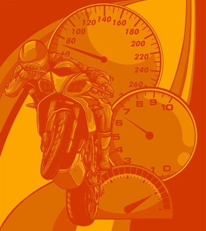 Motorbike rider, abstract vector. Road motorcycle racingのイラスト素材