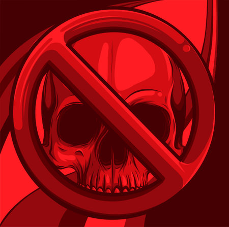 Prohibited Warning skull icon. vector illustration designのイラスト素材