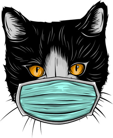 head cat with mask Protection for virusのイラスト素材