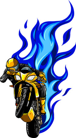 fiery Motorcycle Racing with pilot Vector illustration designのイラスト素材