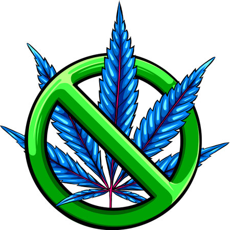 Sign of prohibition cannabis. sign ban marijuana. Vector illustrationのイラスト素材