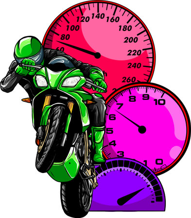 colored Motorbike with rider vector. Road motorcycle racingのイラスト素材