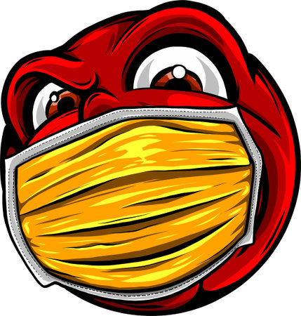 smile Face with Medical Mask cartoon vector illustrationのイラスト素材
