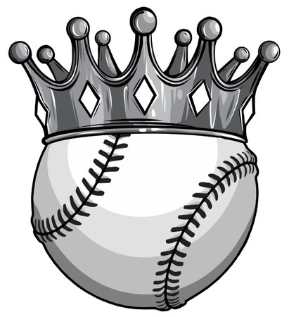 monochromatic King of baseball concept, a baseball ball wearing a gold crown vectorのイラスト素材