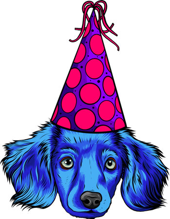 head of puppy dog with party hatのイラスト素材