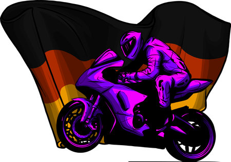 cornering motorbike racer with German flag vectorのイラスト素材