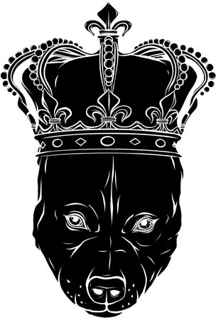 black silhouette of King Dog vector illustration on white backgroundのイラスト素材