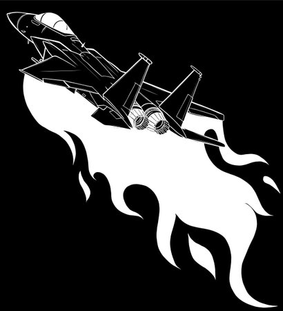 white silhouette of Military fighter jets on black backgroundのイラスト素材