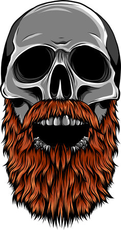 human skull with beard vector illustration designのイラスト素材