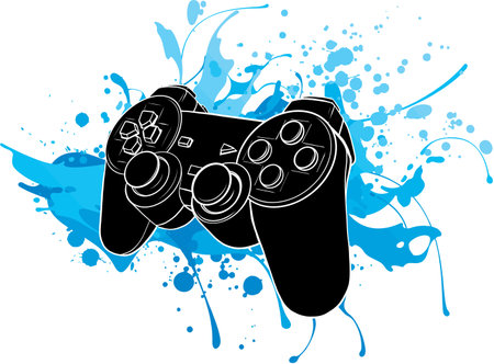 game Joypad with colored spots vector illustrationのイラスト素材
