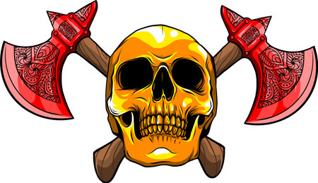 vector illustration of human skull with axのイラスト素材