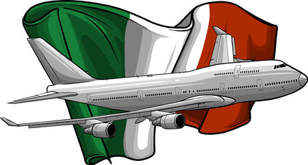 vector illustration of Airplane with italian flagのイラスト素材