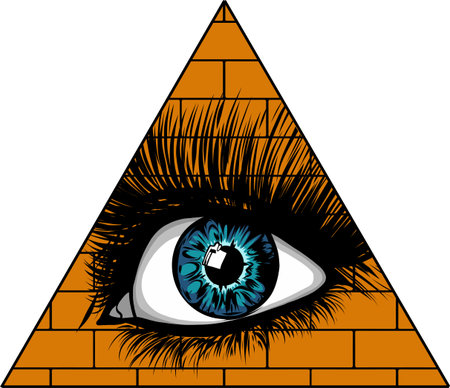 Eye of providence. All seeing eye in the triangle on top of the pyramid masonic symbol.のイラスト素材