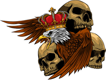 vector illustration of king Eagle and Skullsの写真素材