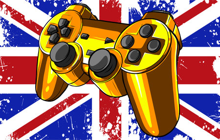 Gaming controller with england flag vector illustration