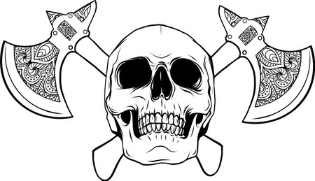 vector illustration of human skull with axのイラスト素材