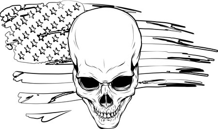 vector illustartion of skull with american flagのイラスト素材