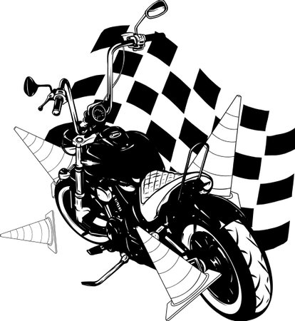 Old vintage black bobber bike.のイラスト素材