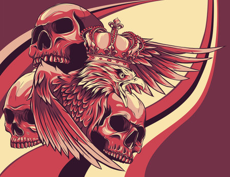 vector illustration of king Eagle and Skullsのイラスト素材