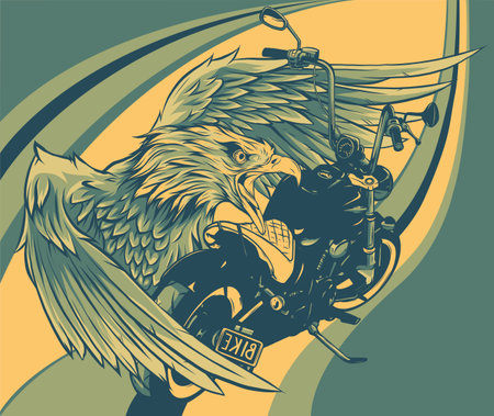 vector illustraton of motorcycle with the head eagleのイラスト素材