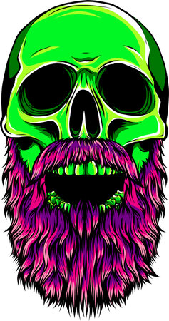 Bald, bearded hipster skull vectorのイラスト素材