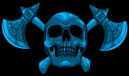 vector illustration of human skull with axのイラスト素材