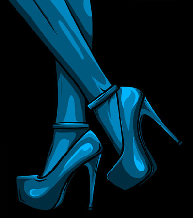 woman legs in fashion shoes vector illustrationのイラスト素材
