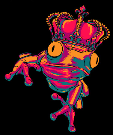 Cartoon illustration of a frog wearing a crown. vectorのイラスト素材