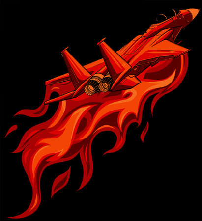 Military fighter jets isolated on black background. Vector illustrationのイラスト素材