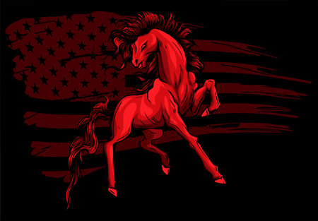 American Horse wirh Flag Logo Vector illustrationのイラスト素材