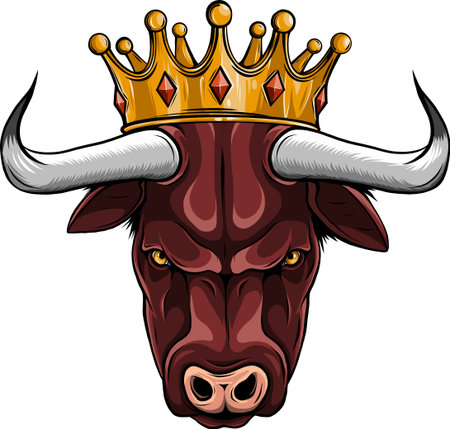 vector Illustration of a head of a bull with a crownのイラスト素材