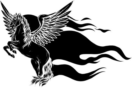 vector illustration of Horse with Wing Tattooのイラスト素材