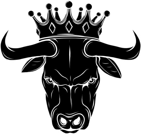 vector illustration of black silhouette Bull Kingのイラスト素材