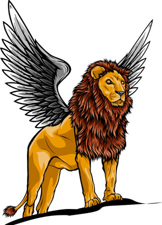 illustration of Winged Lion in vector designのイラスト素材