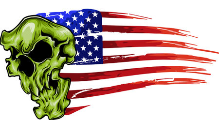 vector illustration american flag with skull insideのイラスト素材