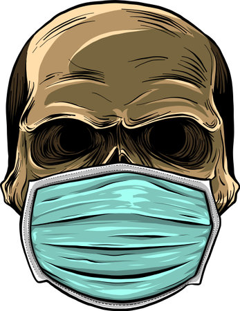 Skull in the medical mask. Vintage vector illustrationのイラスト素材
