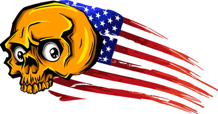 American flag with skull vector illustration designのイラスト素材