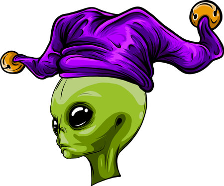 alien clown face vector icon, Halloween funster character.のイラスト素材