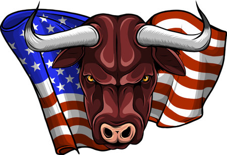 vector of head of bull with american flagのイラスト素材