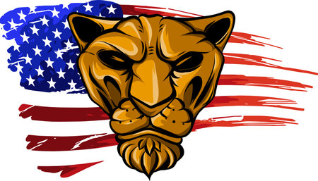 vector illustration of cougar with american flagのイラスト素材