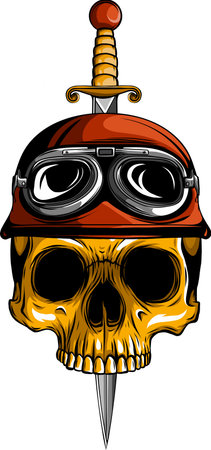 Soldier skull in helmet with knive vector illustrationのイラスト素材