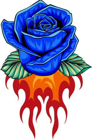 Rose In Flames Tattoo Icon Isolated Vector Illustrationのイラスト素材